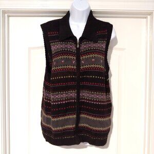 Cabin Creek Zip Fair Isle Knit Vest Nordic Country Indie Alpine Grandma Core XL